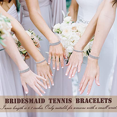 EIELO 6-Piece Rhinestone Stretch Bracelets for Ladies - Glowing Clear Crystal Marriage ceremony Jewellery for Brides and Bridesmaids - Stackable Elastic Pearl Multilayer Strand Hyperlink Tennis...