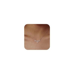 Elegant Classic S925 Sterling Silver Crystal Lace Choker Necklace for Girls with Fancy CZ Teardrop Pendant – Hole Lace Rhinestone Jewellery for Bridal and Christmas Items