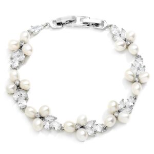 Mariell Freshwater Pearl Bridal Bracelet, 7 1/8″ with 1/2″ Extender – Wedding ceremony and Promenade Jewellery Reward for Girls