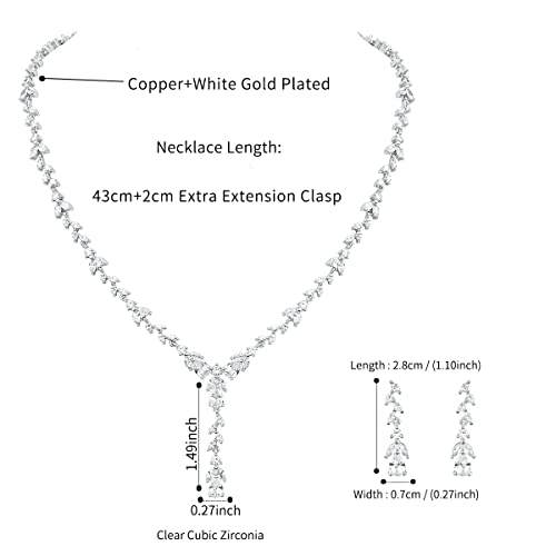 Marquise Teardrop Cubic Zirconia Bridal Jewellery Set: Pendant Necklace, Dangle Earrings, and Bracelet for Girls