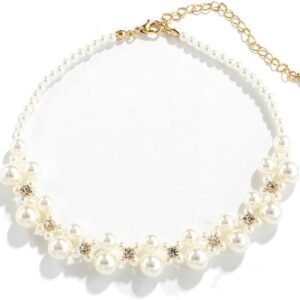 Multi-Layer White Pearl Choker Necklace with Simulated Pearl Pendant – Bridal Jewellery Reward for Ladies at Weddings and Events