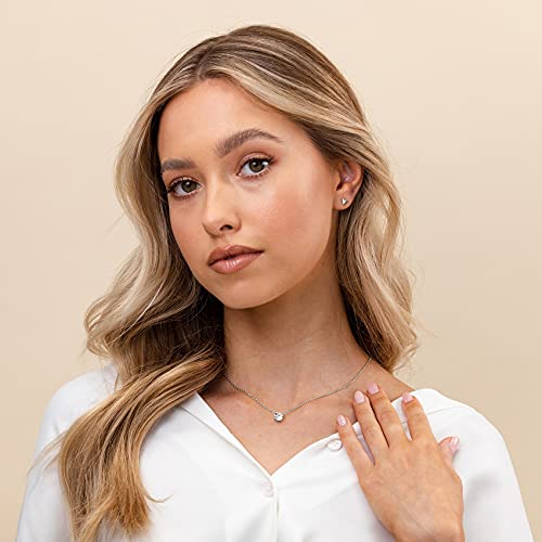 PAVOI 14K Gold-Plated Dainty Choker Necklace with 1.5 Carat (7.3mm) Crystal Solitaire Cubic Zirconia | Elegant Gold Necklaces for Girls